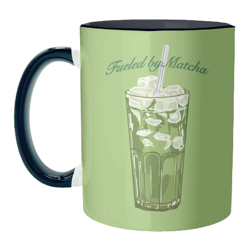 Fueled by Matcha – Vintage Green Tea Illustration - unique mug by EZbie