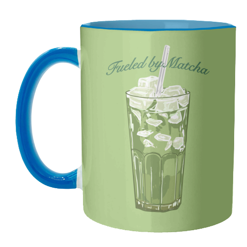 Fueled by Matcha – Vintage Green Tea Illustration - unique mug by EZbie