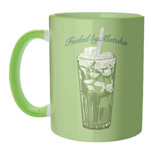 Fueled by Matcha – Vintage Green Tea Illustration - unique mug by EZbie