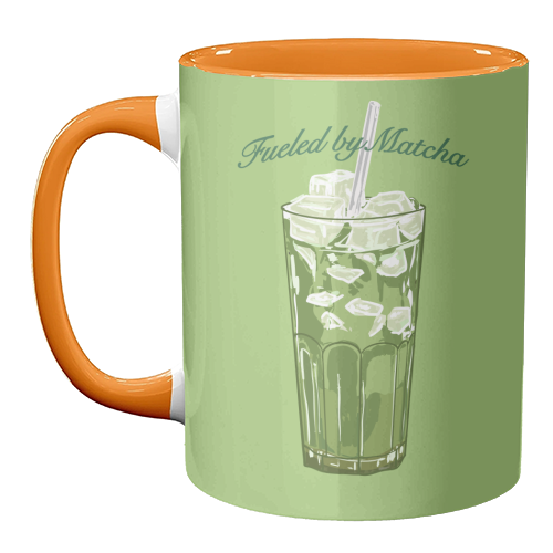 Fueled by Matcha – Vintage Green Tea Illustration - unique mug by EZbie