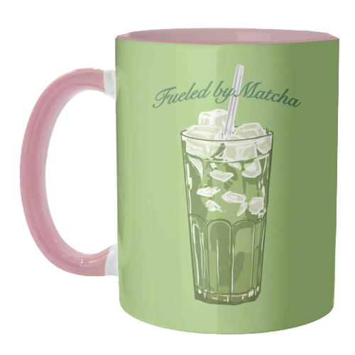 Fueled by Matcha – Vintage Green Tea Illustration - unique mug by EZbie
