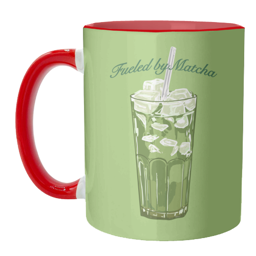Fueled by Matcha – Vintage Green Tea Illustration - unique mug by EZbie