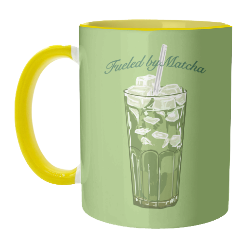 Fueled by Matcha – Vintage Green Tea Illustration - unique mug by EZbie