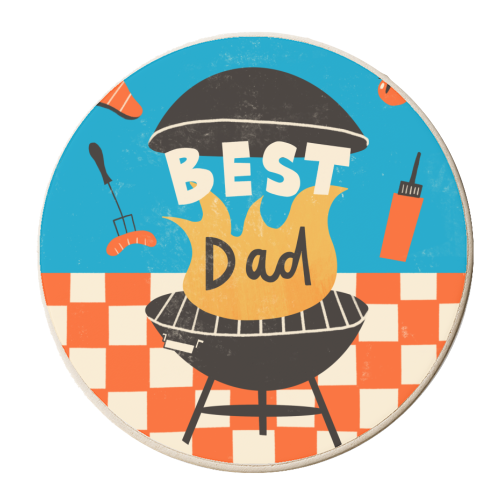 Fun Bold BBQ Dad Design - personalised beer coaster by AbiGoLucky