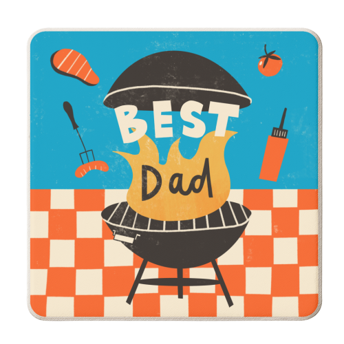 Fun Bold BBQ Dad Design - personalised beer coaster by AbiGoLucky