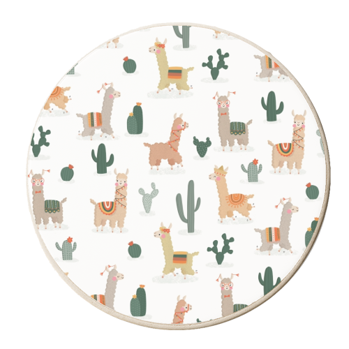 Fun llamas - personalised beer coaster by Jessica Moorhouse