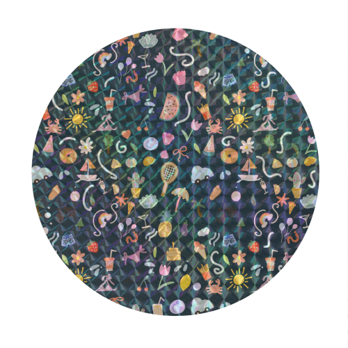 Fun summer  life pattern design - Circle Sticker by andrea zuza