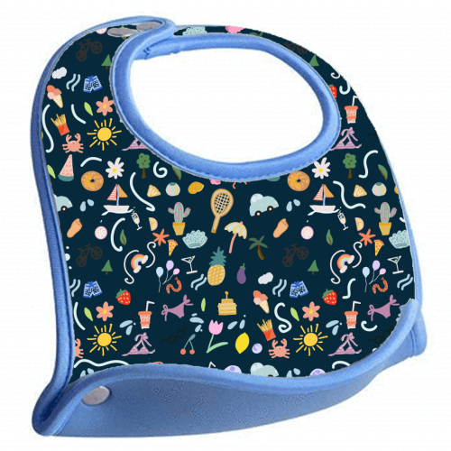Fun summer  life pattern design - feeding bib by andrea zuza