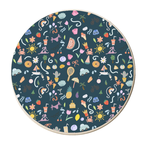 Fun summer  life pattern design - personalised beer coaster by andrea zuza