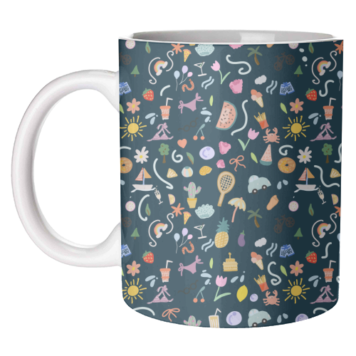 Fun summer  life pattern design - unique mug by andrea zuza