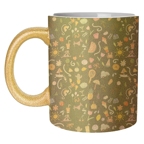 Fun summer  life pattern design - unique mug by andrea zuza