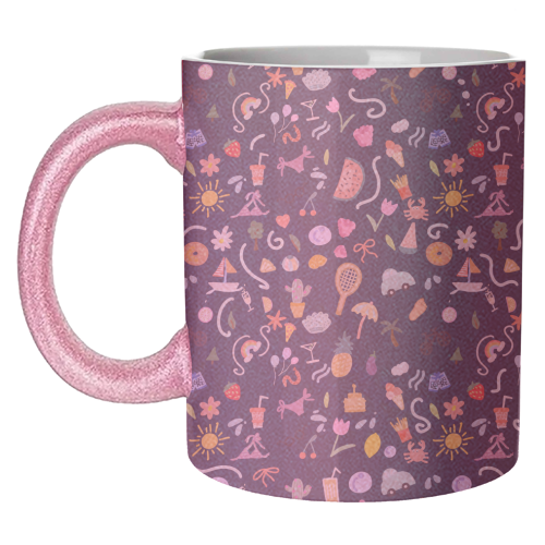 Fun summer  life pattern design - unique mug by andrea zuza