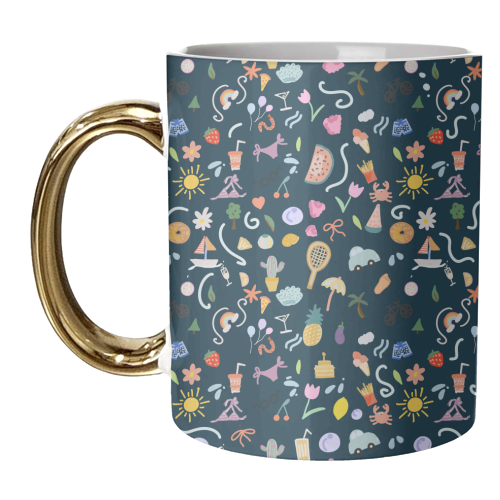 Fun summer  life pattern design - unique mug by andrea zuza
