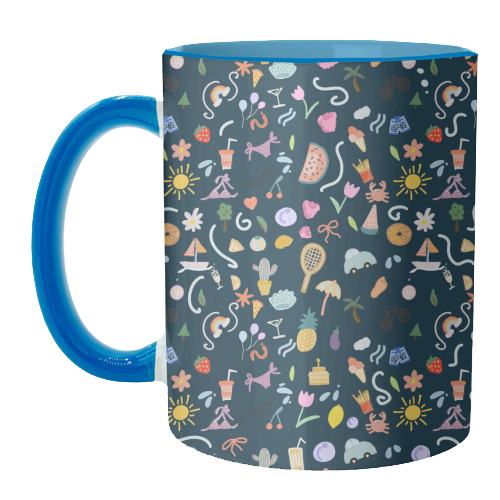 Fun summer  life pattern design - unique mug by andrea zuza