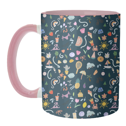 Fun summer  life pattern design - unique mug by andrea zuza