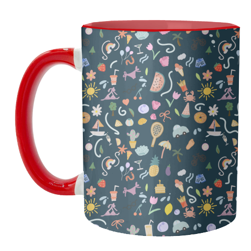 Fun summer  life pattern design - unique mug by andrea zuza
