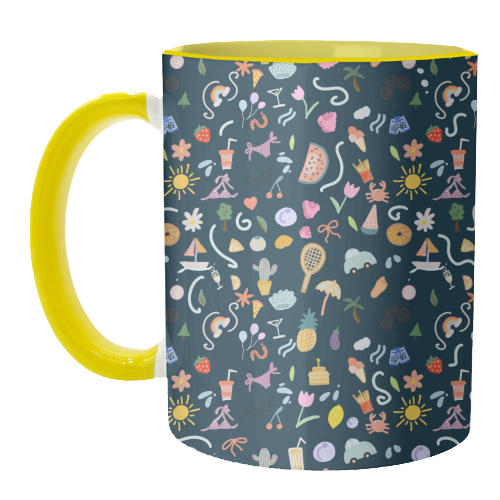 Fun summer  life pattern design - unique mug by andrea zuza