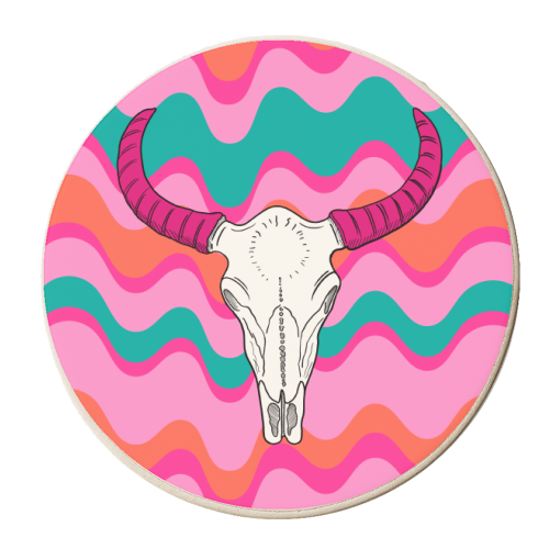 Funky Bull's Skull - personalised beer coaster by Adam Regester