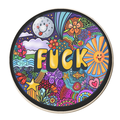 Funky Circular Fuck - personalised beer coaster by PixieDrew
