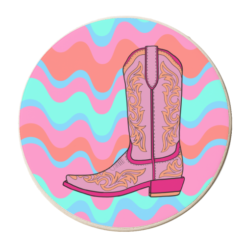 Funky Cowgirl Boot - personalised beer coaster by Adam Regester
