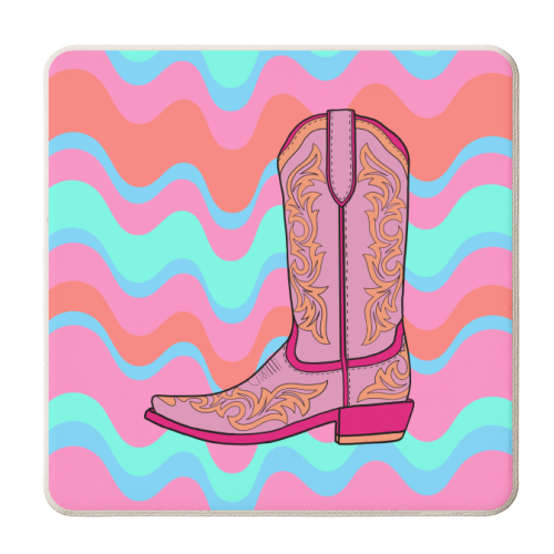 Funky Cowgirl Boot - personalised beer coaster by Adam Regester