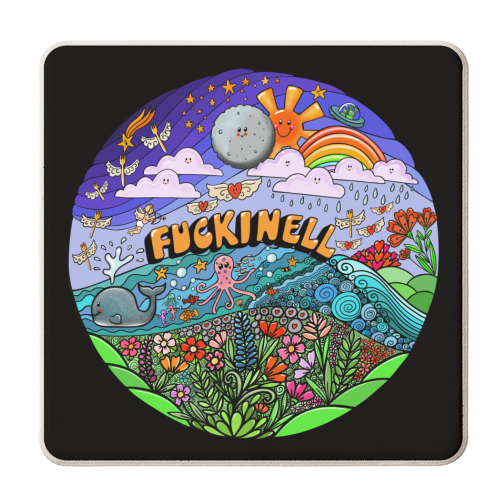 Funky Fuckinell Colourful Art - personalised beer coaster by PixieDrew