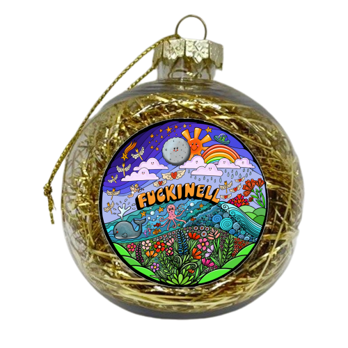 Funky Fuckinell Colourful Art - xmas bauble by PixieDrew