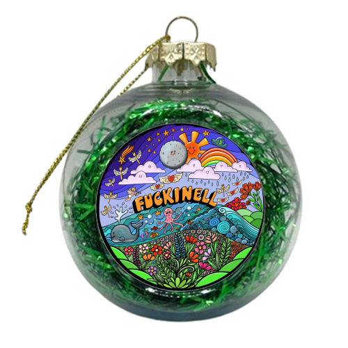 Funky Fuckinell Colourful Art - xmas bauble by PixieDrew