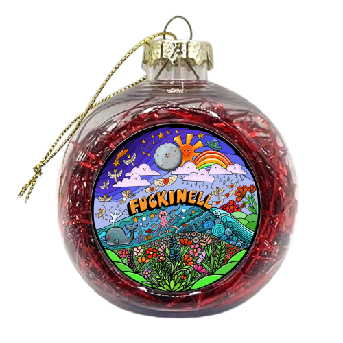 Funky Fuckinell Colourful Art - xmas bauble by PixieDrew