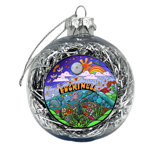 Funky Fuckinell Colourful Art - xmas bauble by PixieDrew