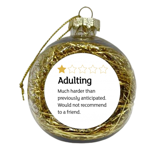 Funny adulting star rating print - xmas bauble by The Girl Next Draw