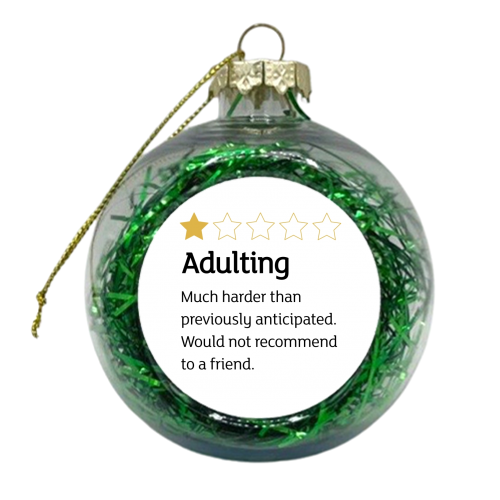 Funny adulting star rating print - xmas bauble by The Girl Next Draw