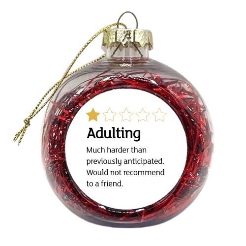 Funny adulting star rating print - xmas bauble by The Girl Next Draw
