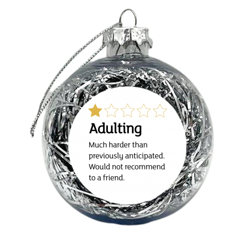 Funny adulting star rating print - xmas bauble by The Girl Next Draw
