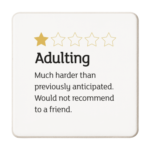 Funny adulting star rating print - personalised beer coaster by The Girl Next Draw