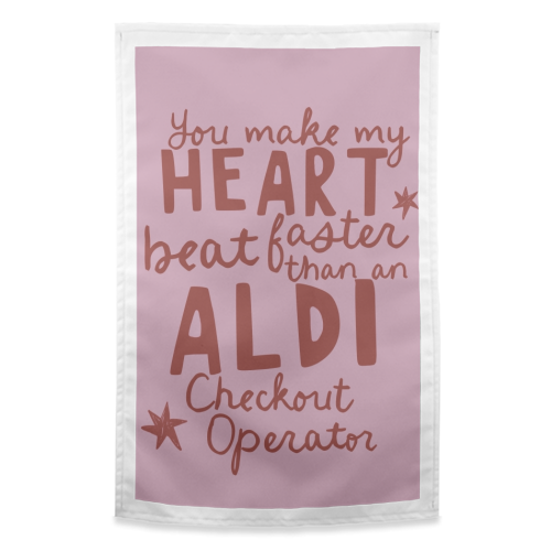 Funny Aldi Valentine gift - funny tea towel by Giddy Kipper