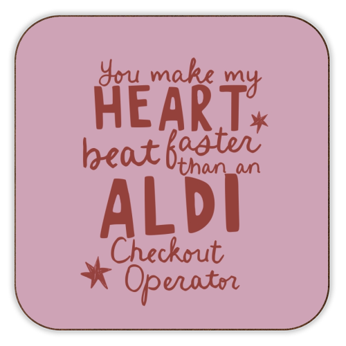 Funny Aldi Valentine gift - personalised beer coaster by Giddy Kipper