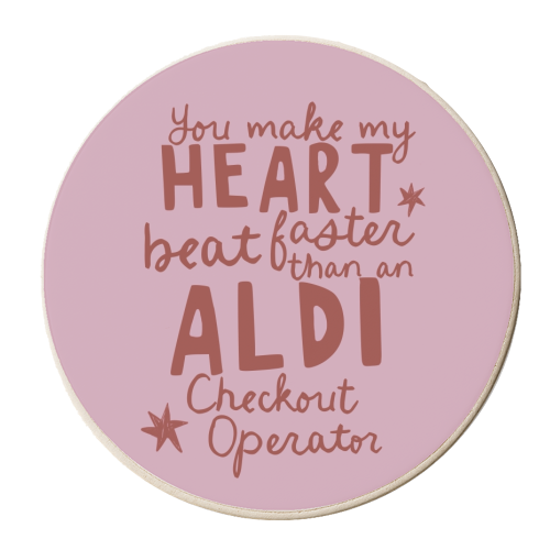 Funny Aldi Valentine gift - personalised beer coaster by Giddy Kipper
