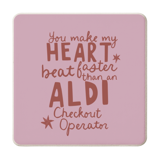 Funny Aldi Valentine gift - personalised beer coaster by Giddy Kipper