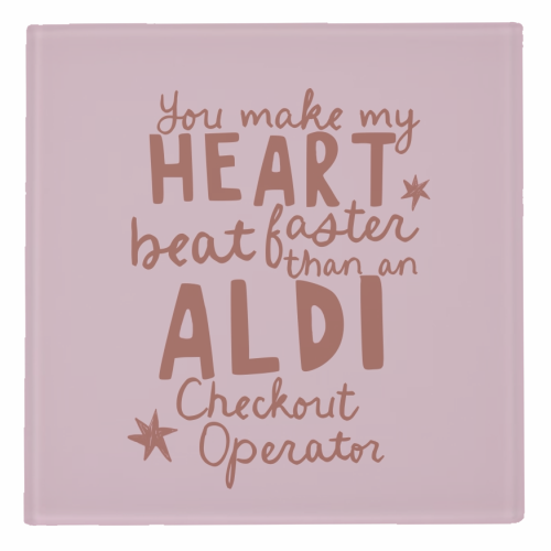 Funny Aldi Valentine gift - personalised beer coaster by Giddy Kipper