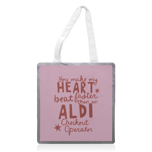 Funny Aldi Valentine gift - printed canvas tote bag by Giddy Kipper