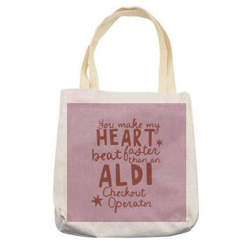Funny Aldi Valentine gift - printed canvas tote bag by Giddy Kipper