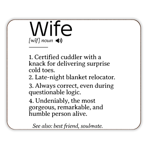 Funny and Heartfelt Wife Definition – A Loving Tribute to Life's Favorite Person - designer placemat by timsal shol