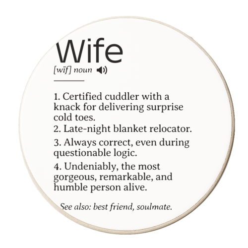 Funny and Heartfelt Wife Definition – A Loving Tribute to Life's Favorite Person - personalised beer coaster by timsal shol