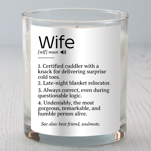 Funny and Heartfelt Wife Definition – A Loving Tribute to Life's Favorite Person - scented candle by timsal shol
