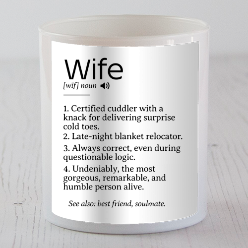 Funny and Heartfelt Wife Definition – A Loving Tribute to Life's Favorite Person - scented candle by timsal shol