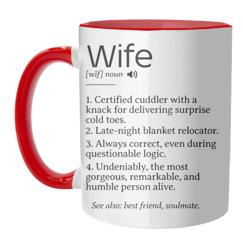 Funny and Heartfelt Wife Definition – A Loving Tribute to Life's Favorite Person - unique mug by timsal shol