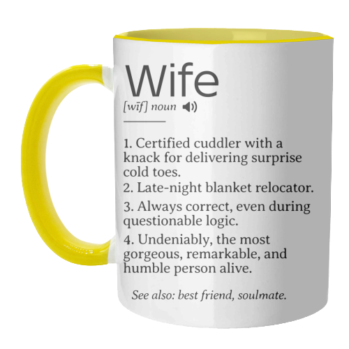 Funny and Heartfelt Wife Definition – A Loving Tribute to Life's Favorite Person - unique mug by timsal shol
