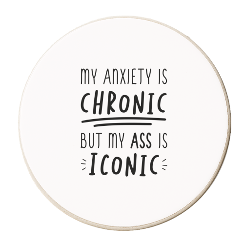 Funny anxiety quote print - personalised beer coaster by The Girl Next Draw
