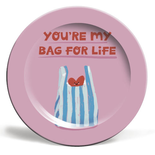 Funny bag for life Valentine gift - ceramic dinner plate by Giddy Kipper